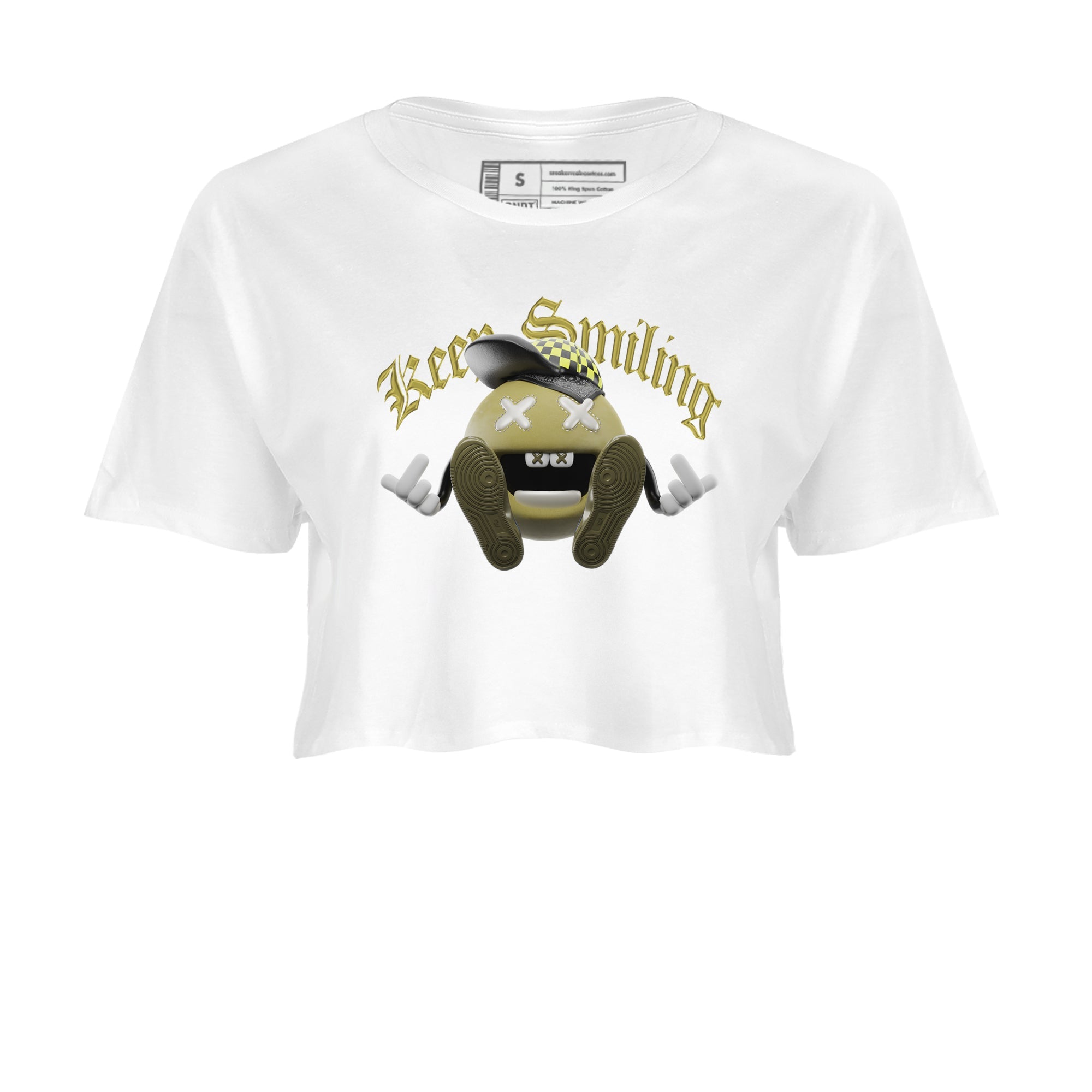 Air Jordan 1 Travis Scott Golf shirt to match jordans Keep Smiling sneaker tees AJ1 lowTravis Scott Golf SNRT Sneaker Release Tees White 2 Crop T-Shirt