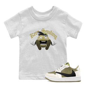 Air Jordan 1 Travis Scott Golf shirt to match jordans Keep Smiling sneaker tees AJ1 lowTravis Scott Golf SNRT Sneaker Release Tees Baby Toddler White 1 T-Shirt