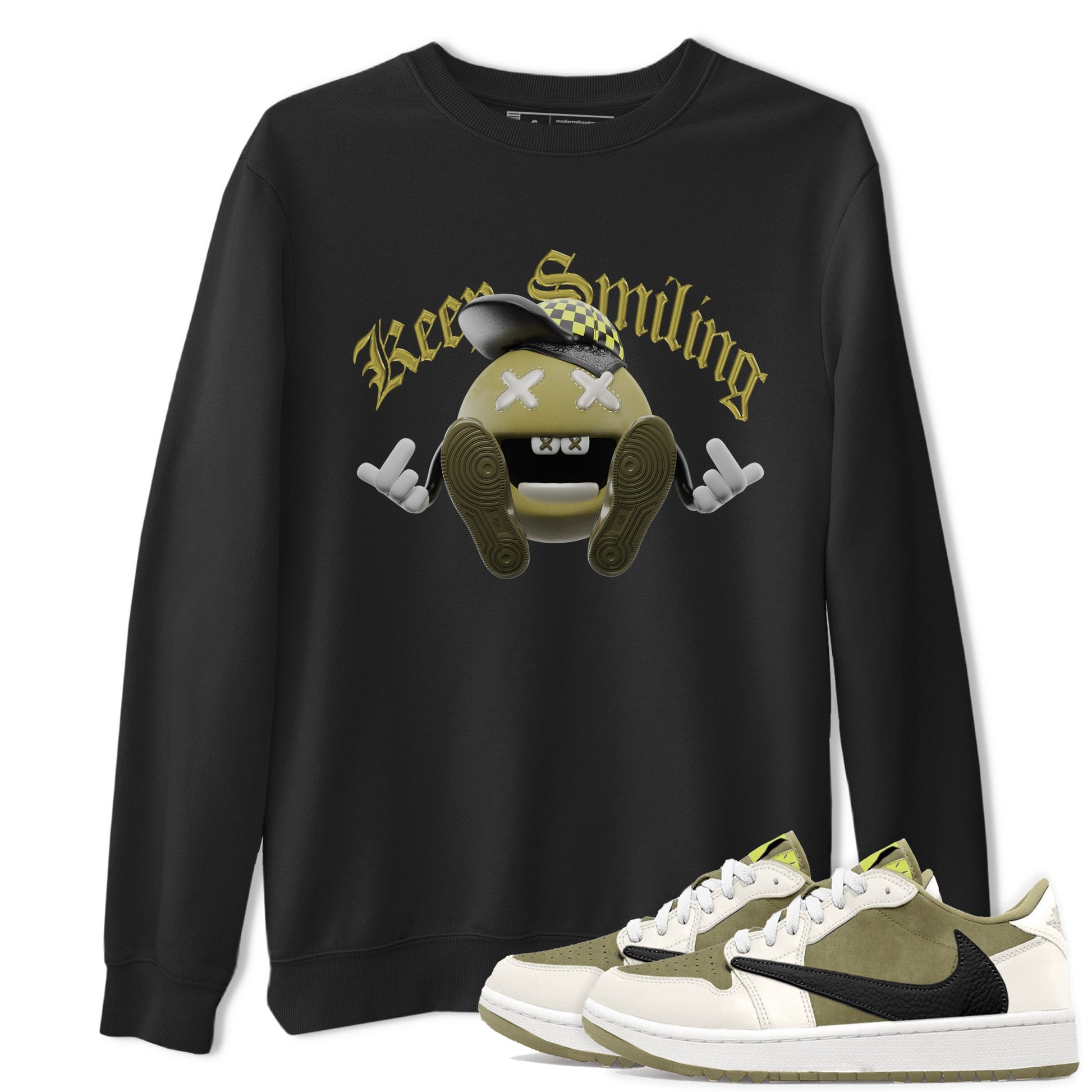 Air Jordan 1 Travis Scott Golf shirt to match jordans Keep Smiling sneaker tees AJ1 lowTravis Scott Golf SNRT Sneaker Release Tees Unisex Black 1 T-Shirt