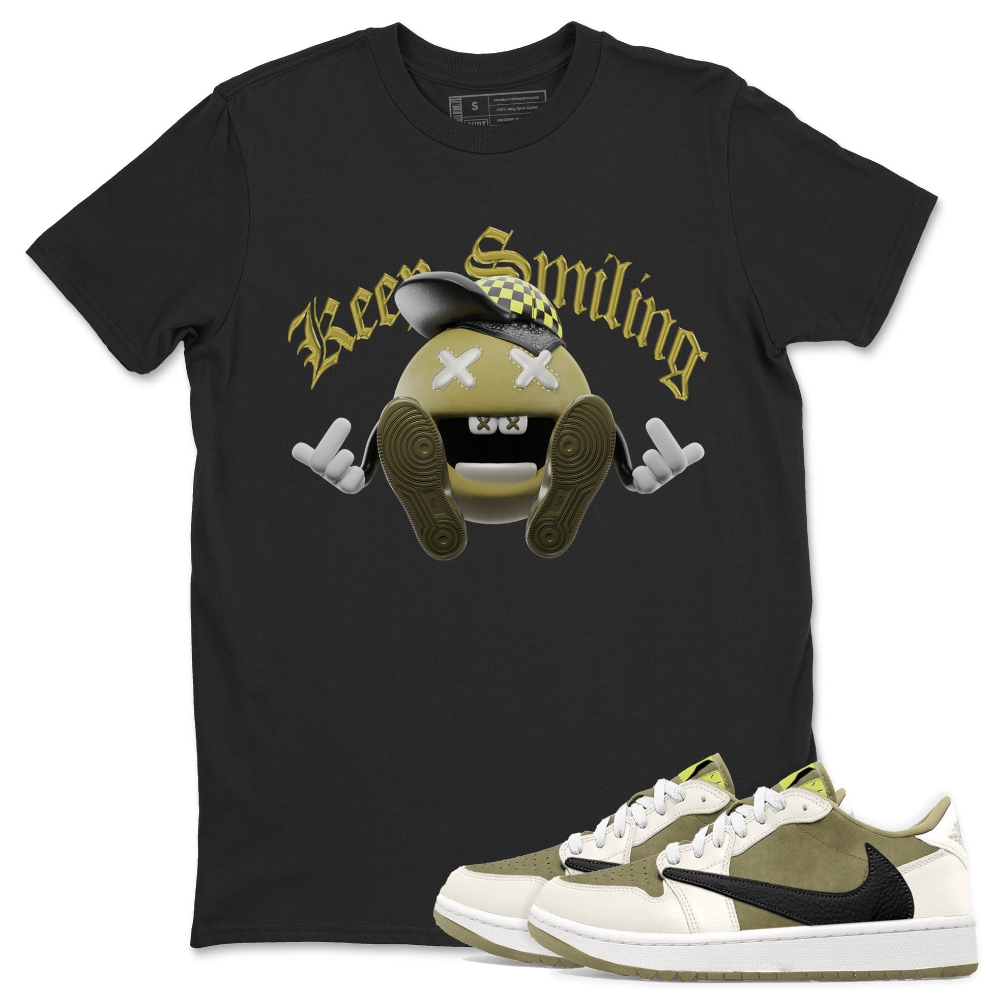 Air Jordan 1 Travis Scott Golf shirt to match jordans Keep Smiling sneaker tees AJ1 lowTravis Scott Golf SNRT Sneaker Release Tees Unisex Black 1 T-Shirt