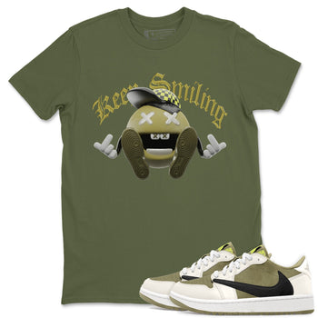Air Jordan 1 Travis Scott Golf shirt to match jordans Keep Smiling sneaker tees AJ1 lowTravis Scott Golf SNRT Sneaker Release Tees Unisex Military Green 1 T-Shirt