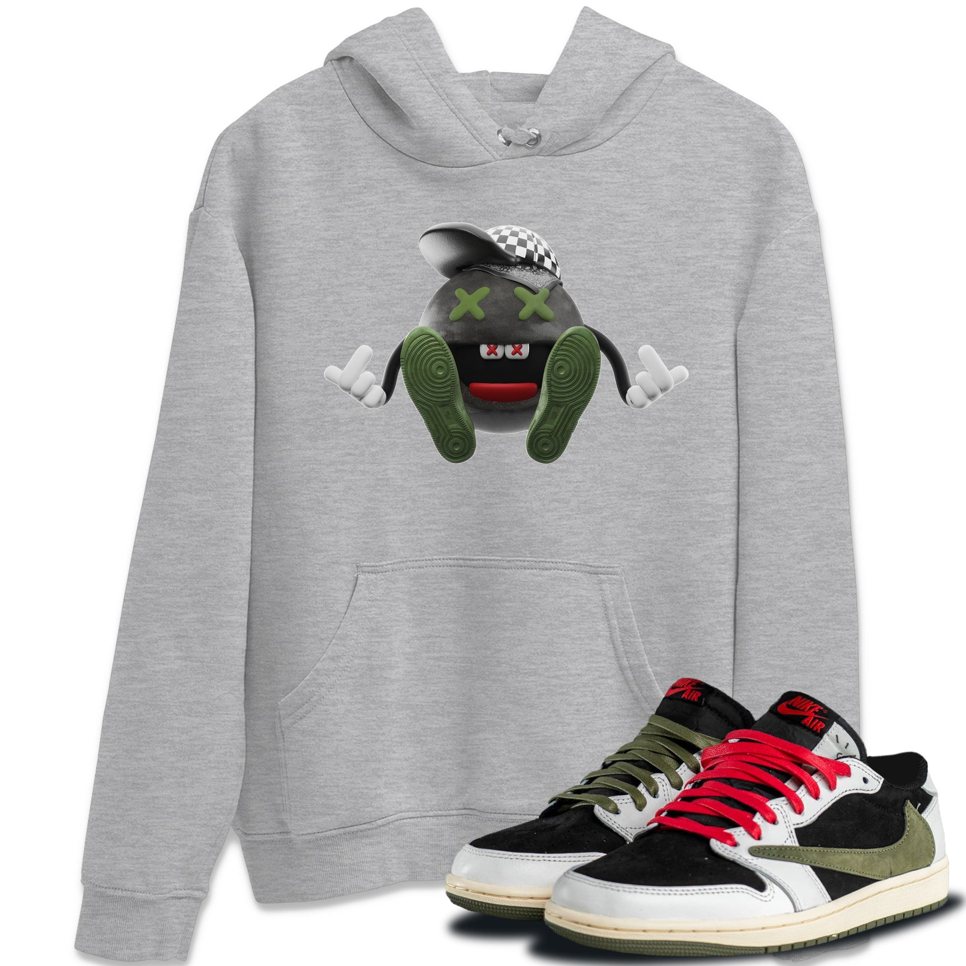 Air Jordan 1 Travis Scott Olive Sneaker Match Tees Keep Smiling Sneaker Tees AJ1 OG Travis Scott Olive Sneaker Release Tees Unisex Shirts Heather Grey 1