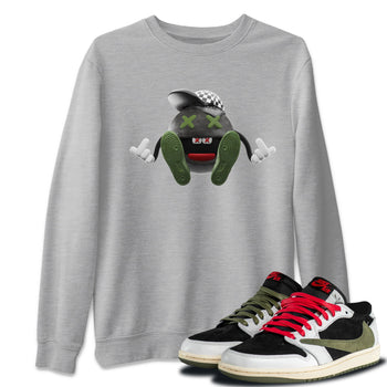 Air Jordan 1 Travis Scott Olive Sneaker Match Tees Keep Smiling Sneaker Tees AJ1 OG Travis Scott Olive Sneaker Release Tees Unisex Shirts Heather Grey 1