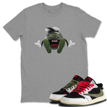 Air Jordan 1 Travis Scott Olive Sneaker Match Tees Keep Smiling Sneaker Tees AJ1 OG Travis Scott Olive Sneaker Release Tees Unisex Shirts Heather Grey 1