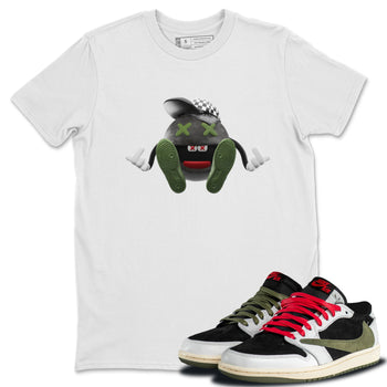 Air Jordan 1 Travis Scott Olive Sneaker Match Tees Keep Smiling Sneaker Tees AJ1 OG Travis Scott Olive Sneaker Release Tees Unisex Shirts White 1