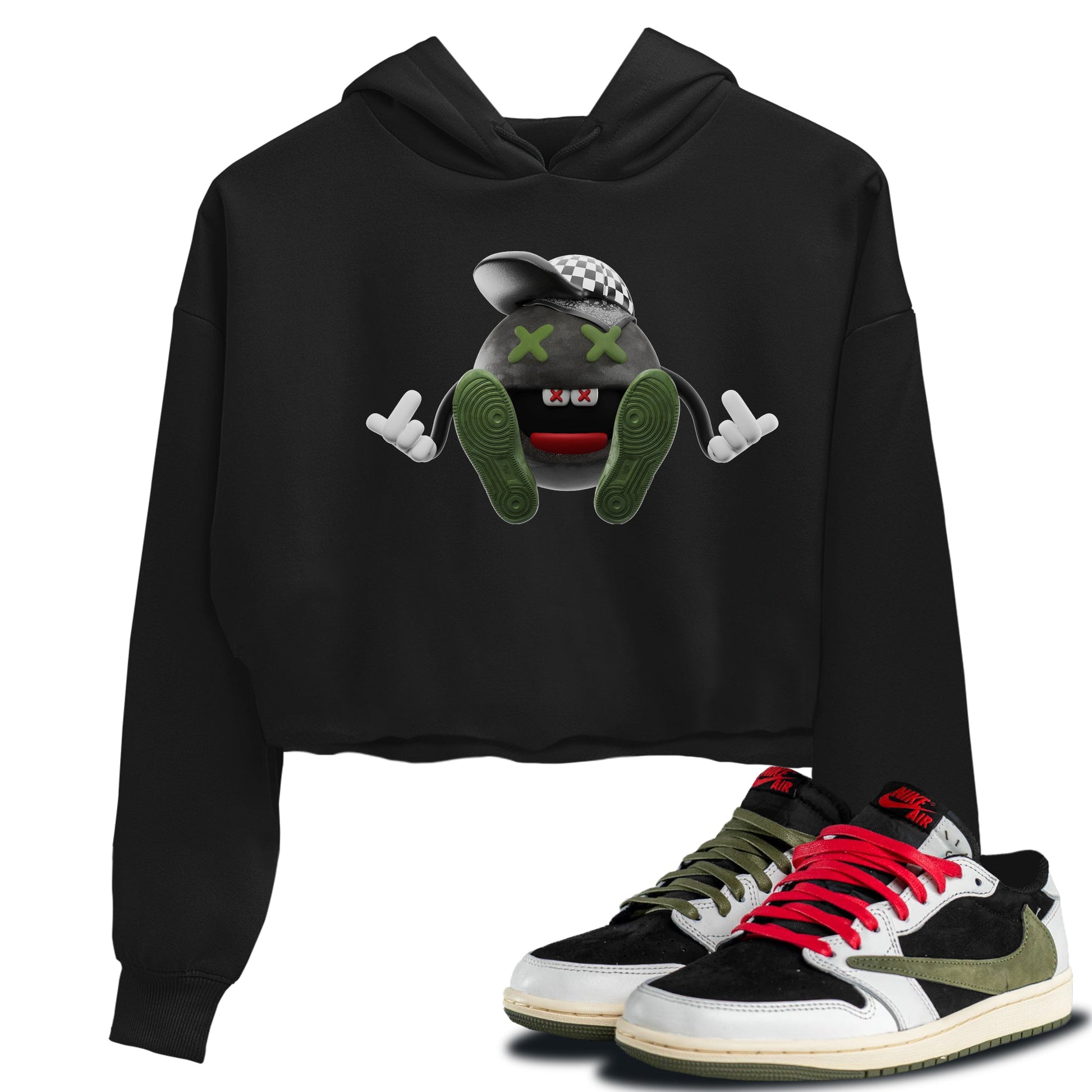 Air Jordan 1 Travis Scott Olive Sneaker Match Tees Keep Smiling Sneaker Tees AJ1 OG Travis Scott Olive Sneaker Release Tees Women's Shirts Black 1