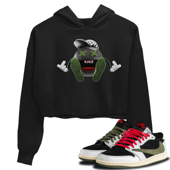 Air Jordan 1 Travis Scott Olive Sneaker Match Tees Keep Smiling Sneaker Tees AJ1 OG Travis Scott Olive Sneaker Release Tees Women's Shirts Black 1