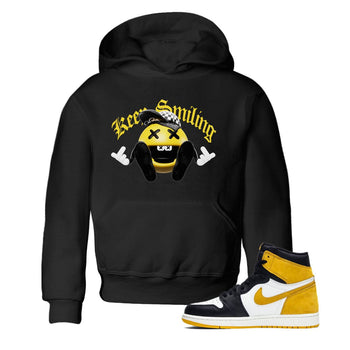1s Yellow Ochre shirt to match jordans Keep Smiling sneaker tees Air Jordan 1 Yellow Ochre SNRT sneaker release tees baby toddler Black 1 cotton Shirt