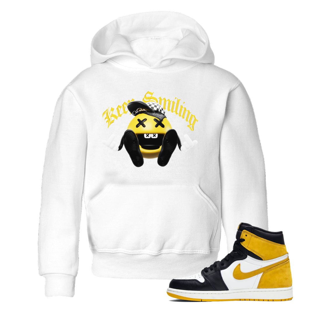 1s Yellow Ochre shirt to match jordans Keep Smiling sneaker tees Air Jordan 1 Yellow Ochre SNRT sneaker release tees baby toddler White 1 cotton Shirt
