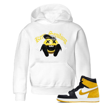 1s Yellow Ochre shirt to match jordans Keep Smiling sneaker tees Air Jordan 1 Yellow Ochre SNRT sneaker release tees baby toddler White 1 cotton Shirt