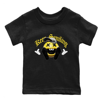 1s Yellow Ochre shirt to match jordans Keep Smiling sneaker tees Air Jordan 1 Yellow Ochre SNRT sneaker release tees baby toddler Black 2 cotton Shirt