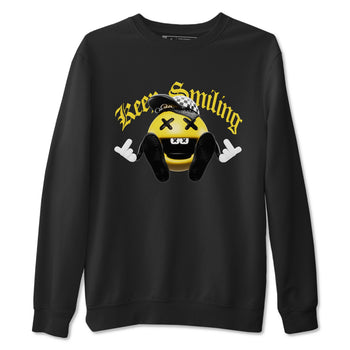 1s Yellow Ochre shirt to match jordans Keep Smiling sneaker tees Air Jordan 1 Yellow Ochre SNRT Sneaker Release Tees unisex cotton Black 2 crew neck shirt