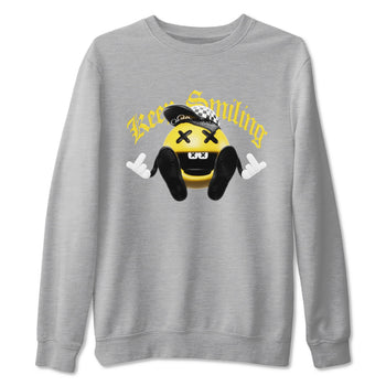 1s Yellow Ochre shirt to match jordans Keep Smiling sneaker tees Air Jordan 1 Yellow Ochre SNRT Sneaker Release Tees unisex cotton Heather Grey 2 crew neck shirt