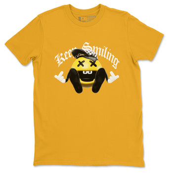1s Yellow Ochre shirt to match jordans Keep Smiling sneaker tees Air Jordan 1 Yellow Ochre SNRT Sneaker Release Tees unisex cotton Gold 2 crew neck shirt