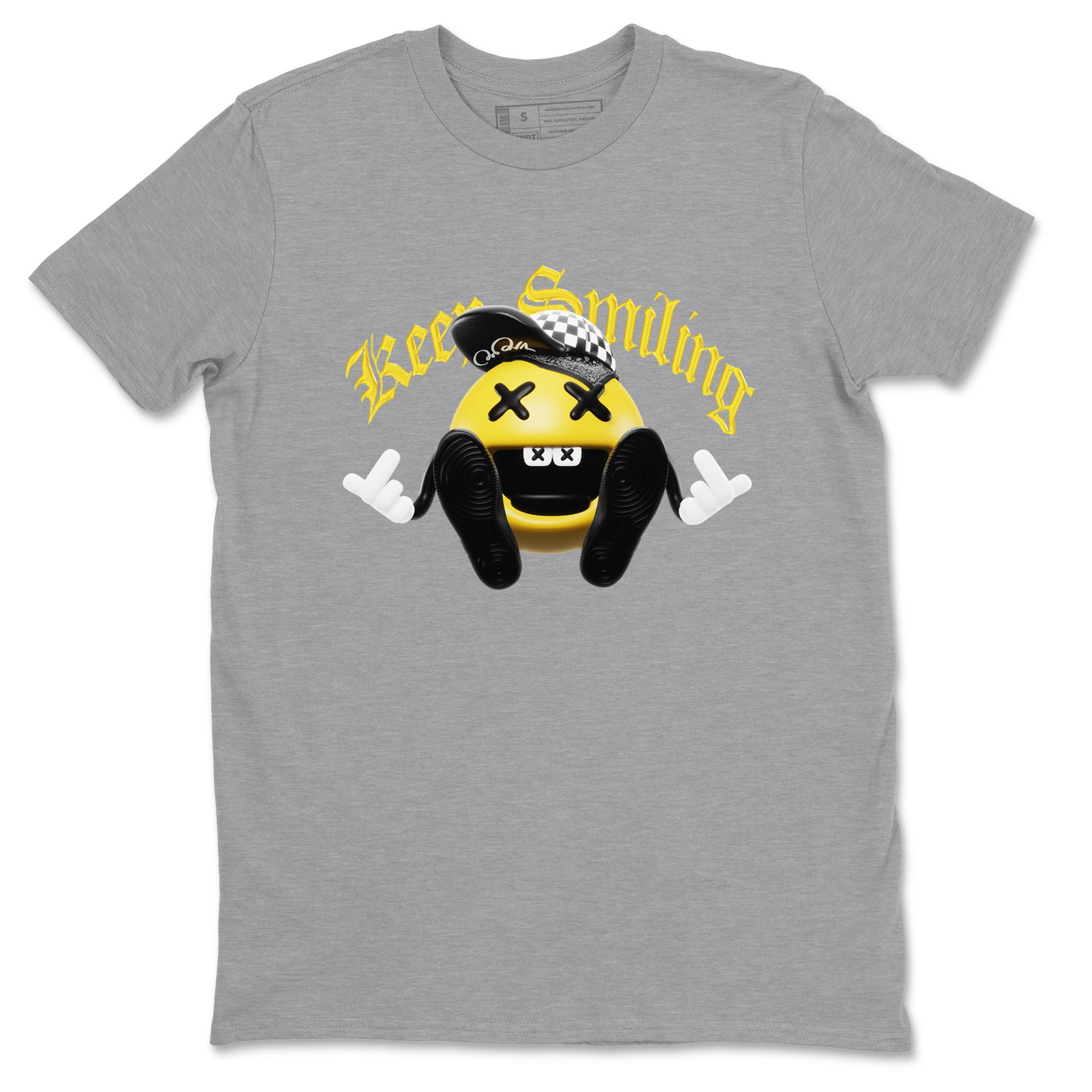 1s Yellow Ochre shirt to match jordans Keep Smiling sneaker tees Air Jordan 1 Yellow Ochre SNRT Sneaker Release Tees unisex cotton Heather Grey 2 crew neck shirt