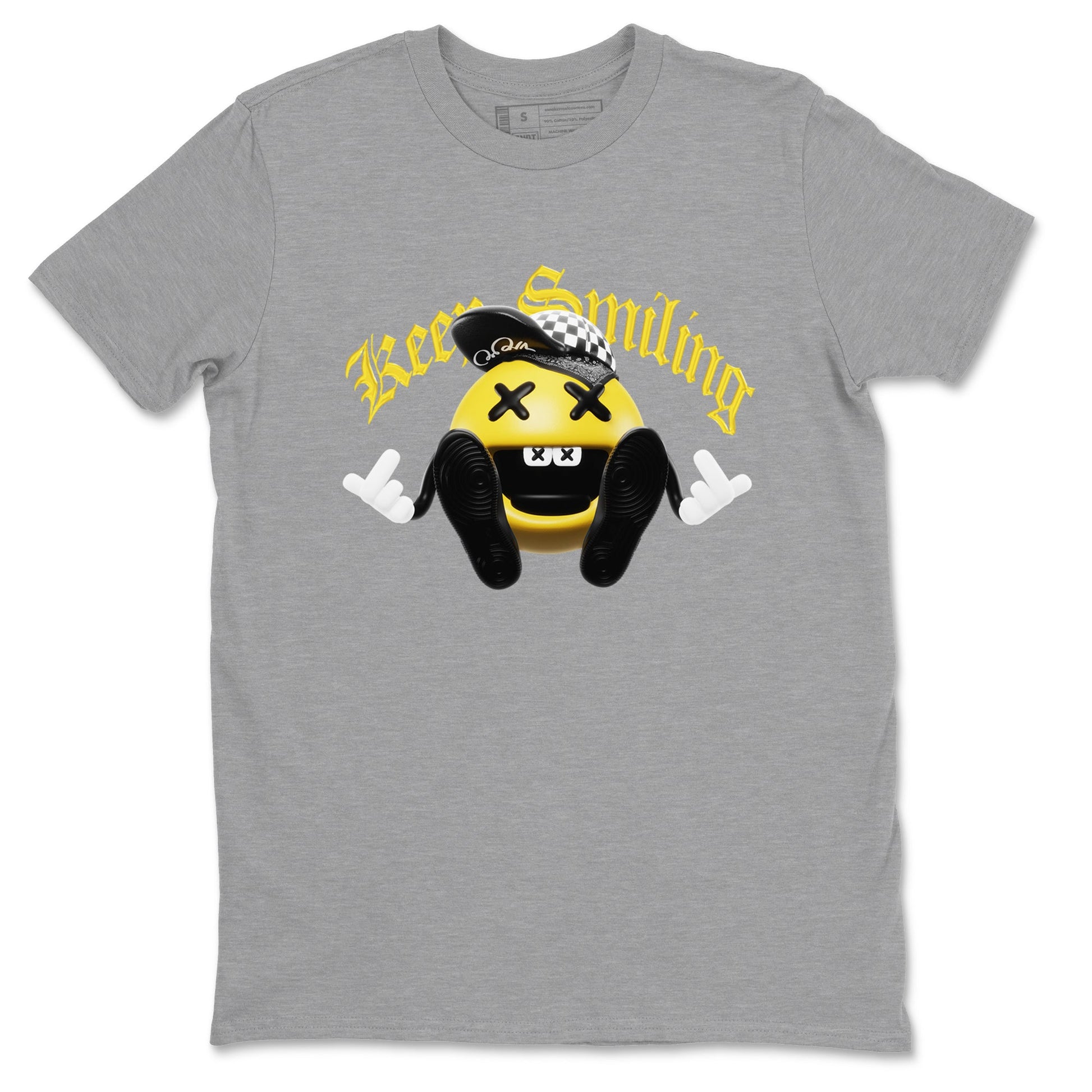 1s Yellow Ochre shirt to match jordans Keep Smiling sneaker tees Air Jordan 1 Yellow Ochre SNRT Sneaker Release Tees unisex cotton Heather Grey 2 crew neck shirt