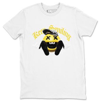 1s Yellow Ochre shirt to match jordans Keep Smiling sneaker tees Air Jordan 1 Yellow Ochre SNRT Sneaker Release Tees unisex cotton White 2 crew neck shirt