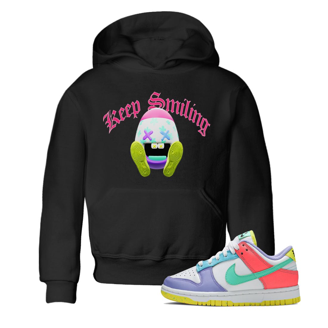 Dunk Easter Candy Sneaker Match Tees Keep Smiling Sneaker Tees Nike Easter Sneaker Release Tees Kids Shirts Black 1