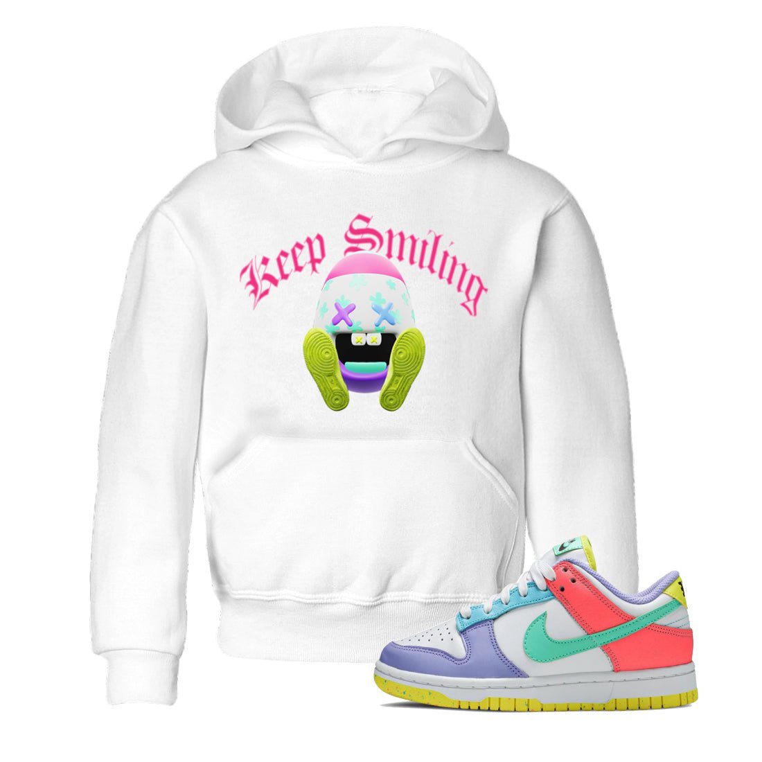Dunk Easter Candy Sneaker Match Tees Keep Smiling Sneaker Tees Nike Easter Sneaker Release Tees Kids Shirts White 1