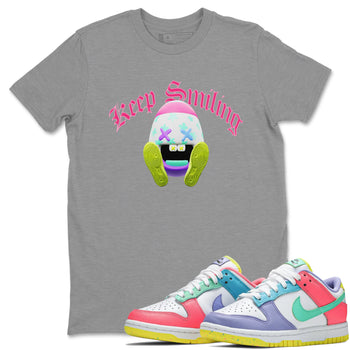Dunk Easter Candy Sneaker Match Tees Keep Smiling Sneaker Tees Nike Easter Sneaker Release Tees Unisex Shirts Heather Grey 1