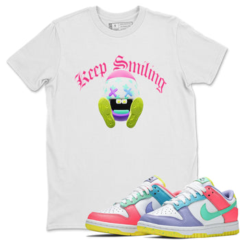 Dunk Easter Candy Sneaker Match Tees Keep Smiling Sneaker Tees Nike Easter Sneaker Release Tees Unisex Shirts White 1
