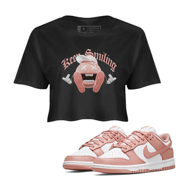 Dunk Rose Whisper shirt to match jordans Keep Smiling sneaker tees Nike Dunk LowRose Whisper SNRT Sneaker Release Tees Black 1 Crop T-Shirt