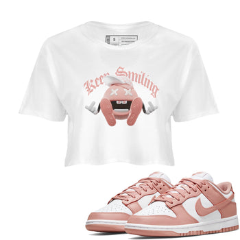 Dunk Rose Whisper shirt to match jordans Keep Smiling sneaker tees Nike Dunk LowRose Whisper SNRT Sneaker Release Tees White 1 Crop T-Shirt