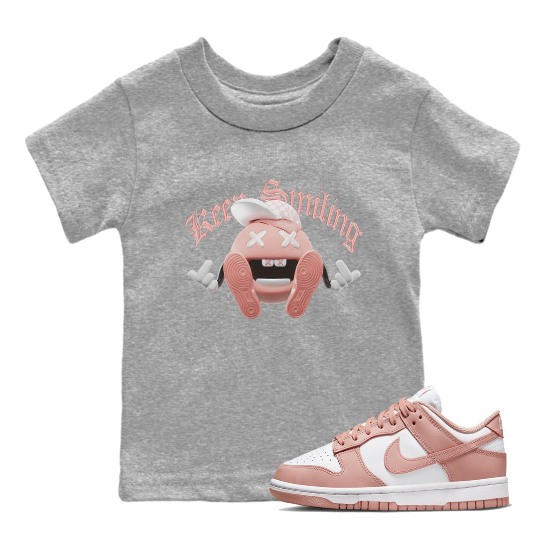 Dunk Rose Whisper shirt to match jordans Keep Smiling sneaker tees Nike Dunk LowRose Whisper SNRT Sneaker Release Tees Baby Toddler Heather Grey 1 T-Shirt