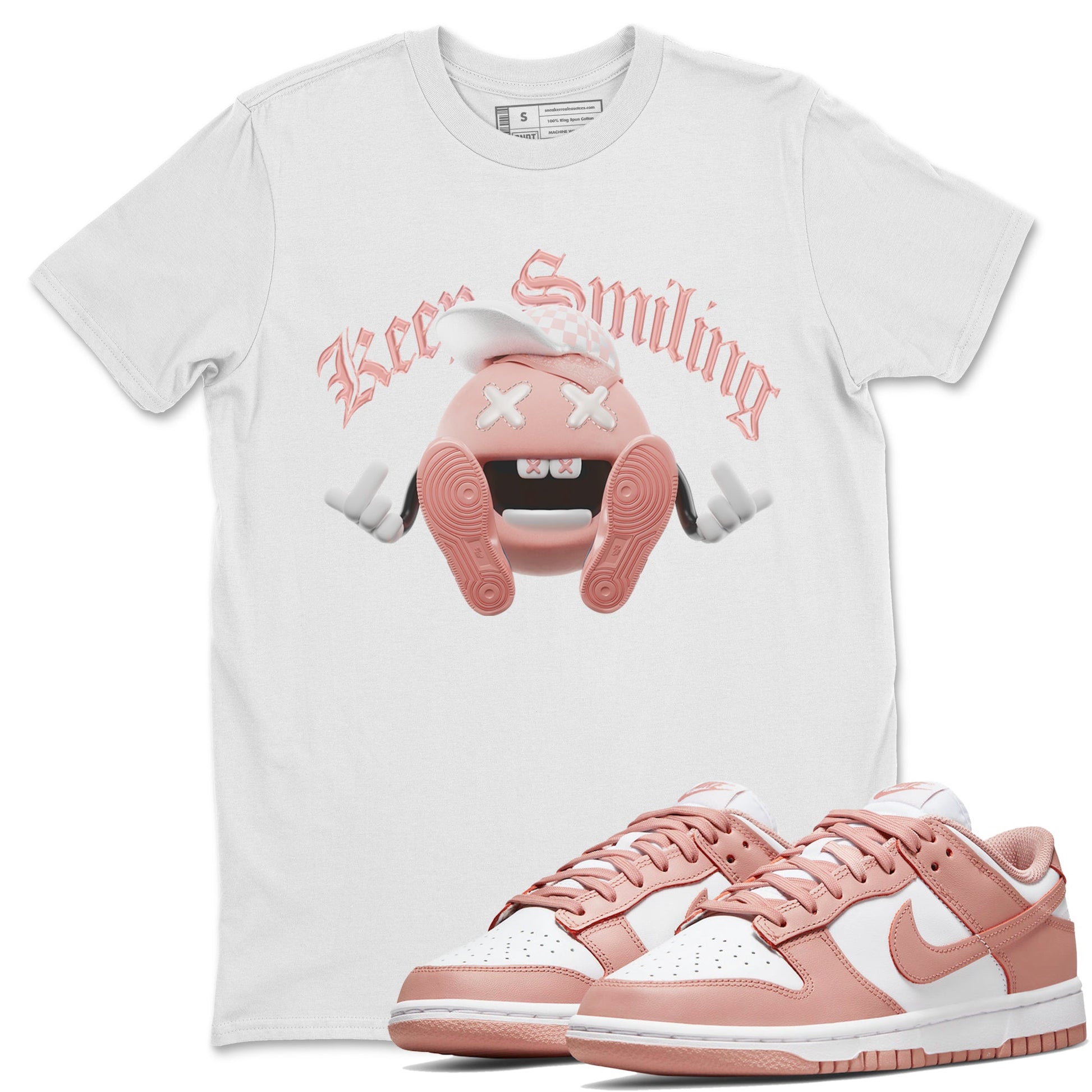Dunk Rose Whisper shirt to match jordans Keep Smiling sneaker tees Nike Dunk LowRose Whisper SNRT Sneaker Release Tees Unisex White 1 T-Shirt