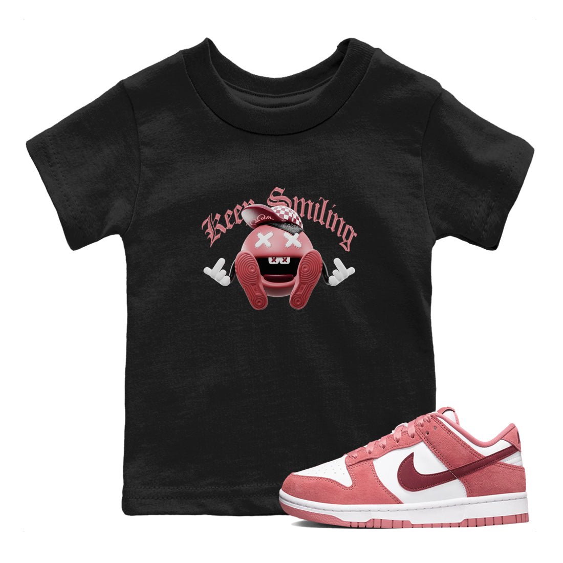 Dunk Valentines Day 2024 shirt to match jordans Keep Smiling sneaker tees Dunk Happy Valentines Day 2024 SNRT Sneaker Release Tees Baby Toddler Black 1 T-Shirt