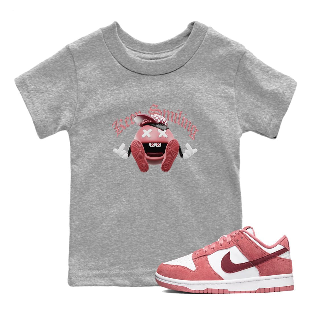 Dunk Valentines Day 2024 shirt to match jordans Keep Smiling sneaker tees Dunk Happy Valentines Day 2024 SNRT Sneaker Release Tees Baby Toddler Heather Grey 1 T-Shirt
