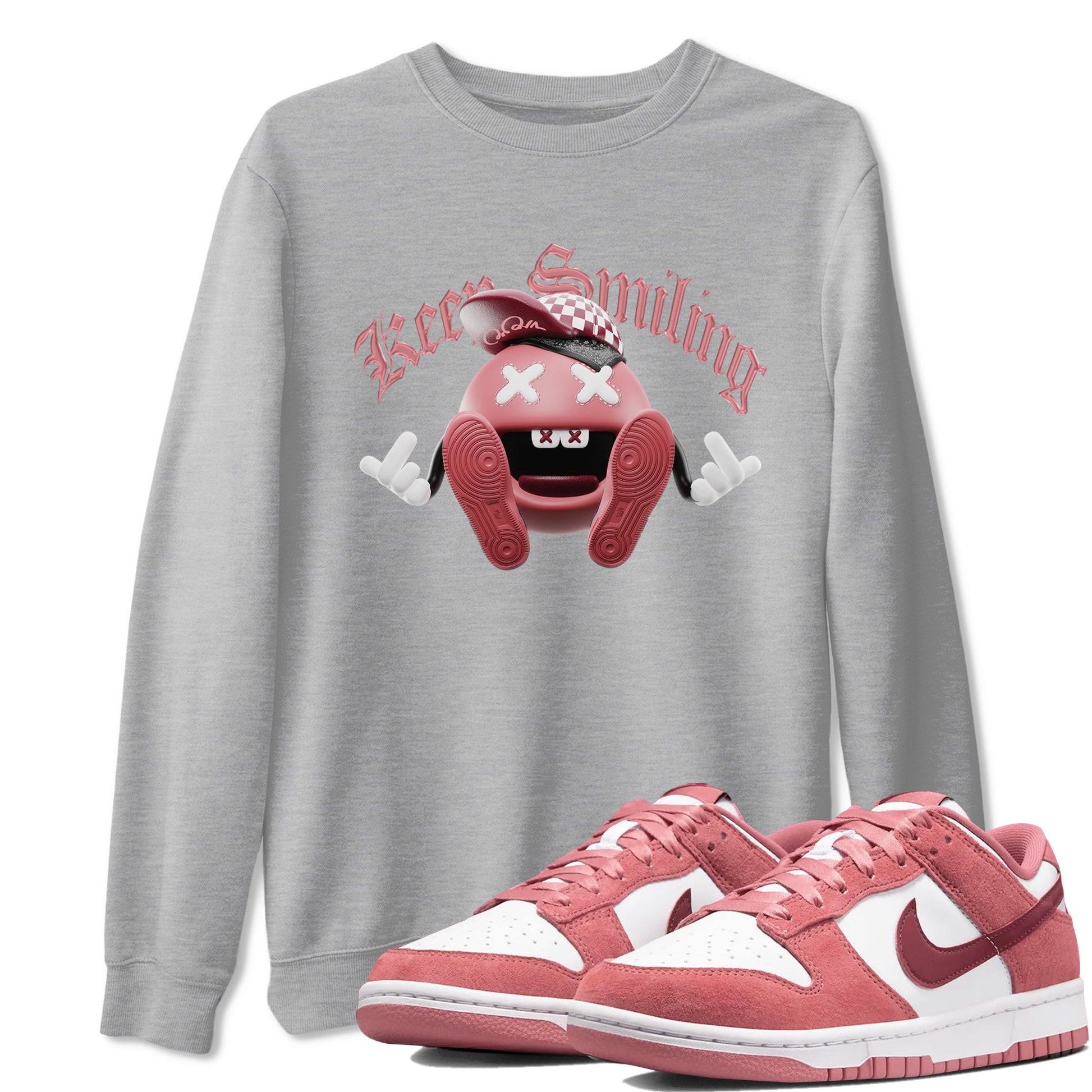 Dunk Valentines Day 2024 shirt to match jordans Keep Smiling sneaker tees Dunk Happy Valentines Day 2024 SNRT Sneaker Release Tees Unisex Heather Grey 1 T-Shirt