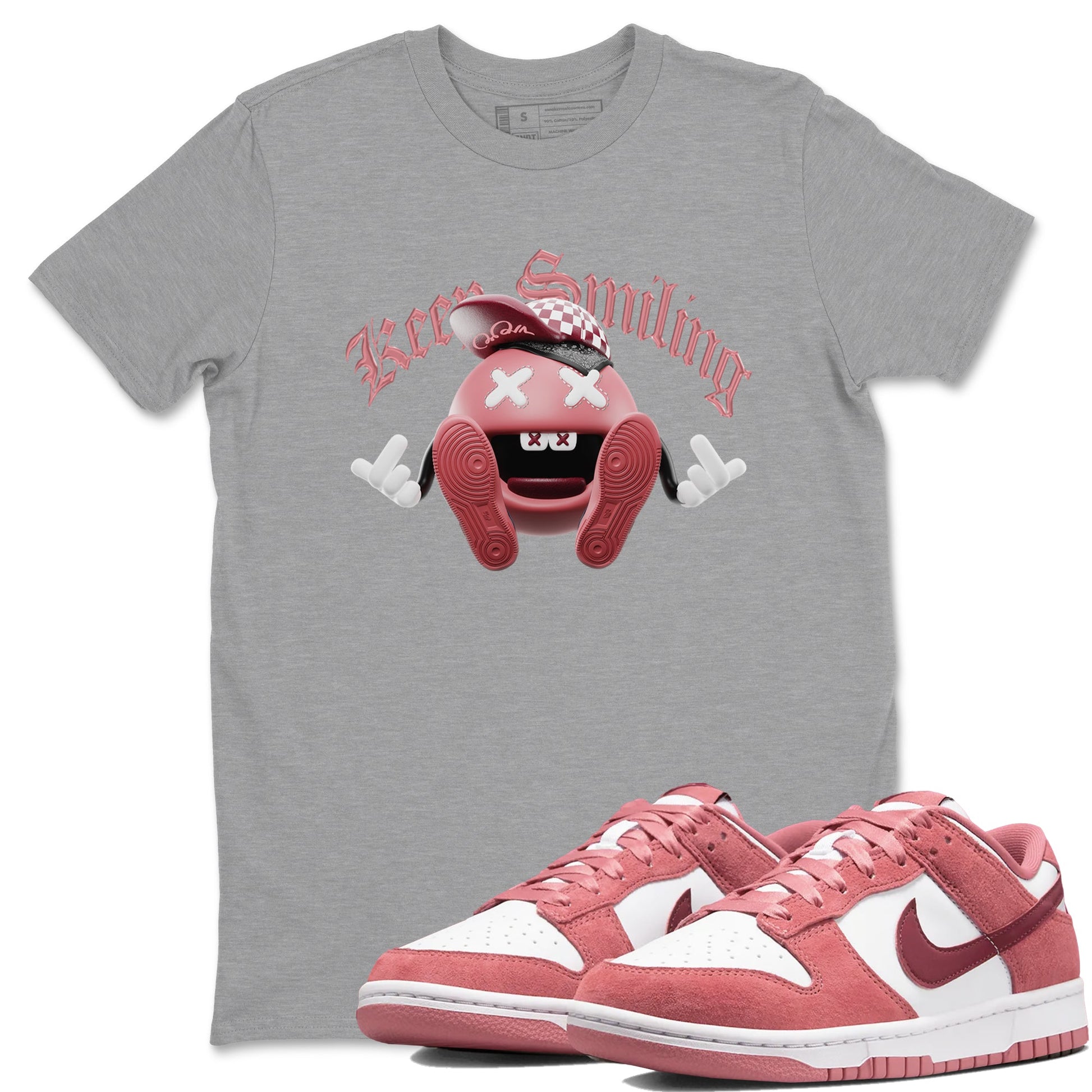 Dunk Valentines Day 2024 shirt to match jordans Keep Smiling sneaker tees Dunk Happy Valentines Day 2024 SNRT Sneaker Release Tees Unisex Heather Grey 1 T-Shirt