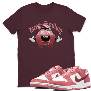 Dunk Valentines Day 2024 shirt to match jordans Keep Smiling sneaker tees Dunk Happy Valentines Day 2024 SNRT Sneaker Release Tees Unisex Maroon 1 T-Shirt