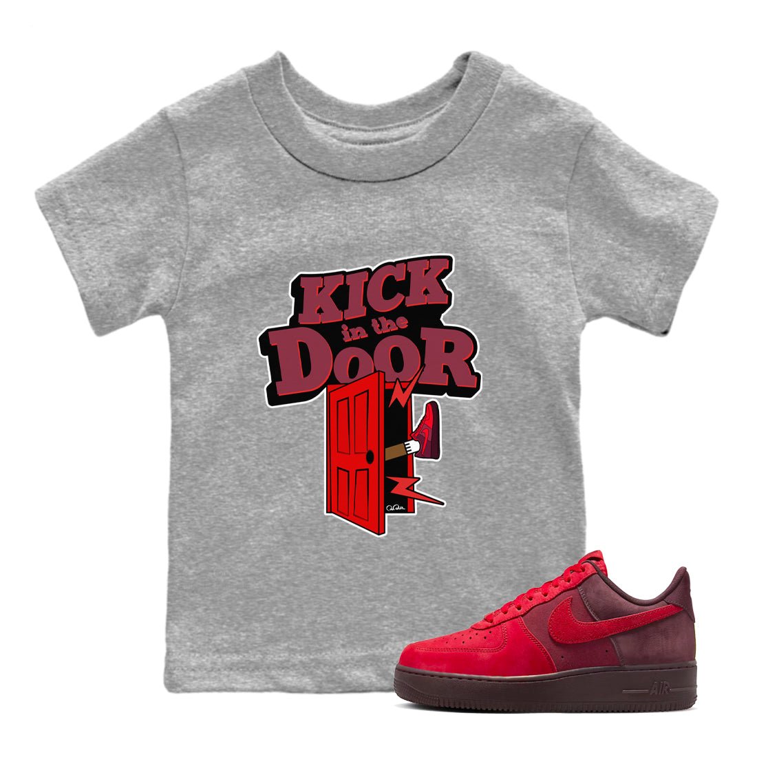 Air Force 1 Layers of Love shirt to match jordans Kick In The Door sneaker tees af1 Layers of Love SNRT sneaker release tees baby toddler Heather Grey 1 cotton Shirt