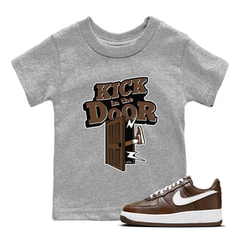 Air Force Low Chocolate shirt to match jordans Kick In The Door sneaker tees chocolate Nike Air Force Low Chocolate SNRT Sneaker Release Tees Baby Toddler Heather Grey 1 T-Shirt
