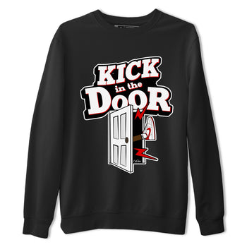 Jordan 1 Low University Red shirt to match jordans Kick In The Door sneakertees AJ1 Low University Red SNRT Sneaker Release Tees Unisex Black 2 T-Shirt
