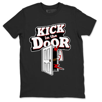 Jordan 1 Low University Red shirt to match jordans Kick In The Door sneakertees AJ1 Low University Red SNRT Sneaker Release Tees Unisex Black 2 T-Shirt