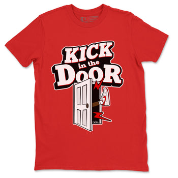 Jordan 1 Low University Red shirt to match jordans Kick In The Door sneakertees AJ1 Low University Red SNRT Sneaker Release Tees Unisex Red 2 T-Shirt