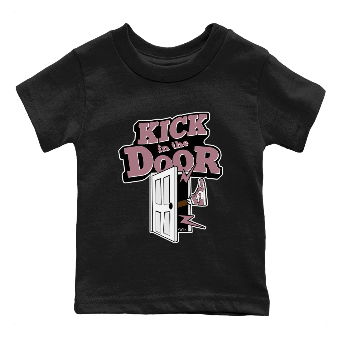 Air Jordan 1 Mauve shirt to match jordans Kick In The Door sneaker tees AJ1Mauve SNRT Sneaker Release Tees Baby Toddler Black 2 T-Shirt