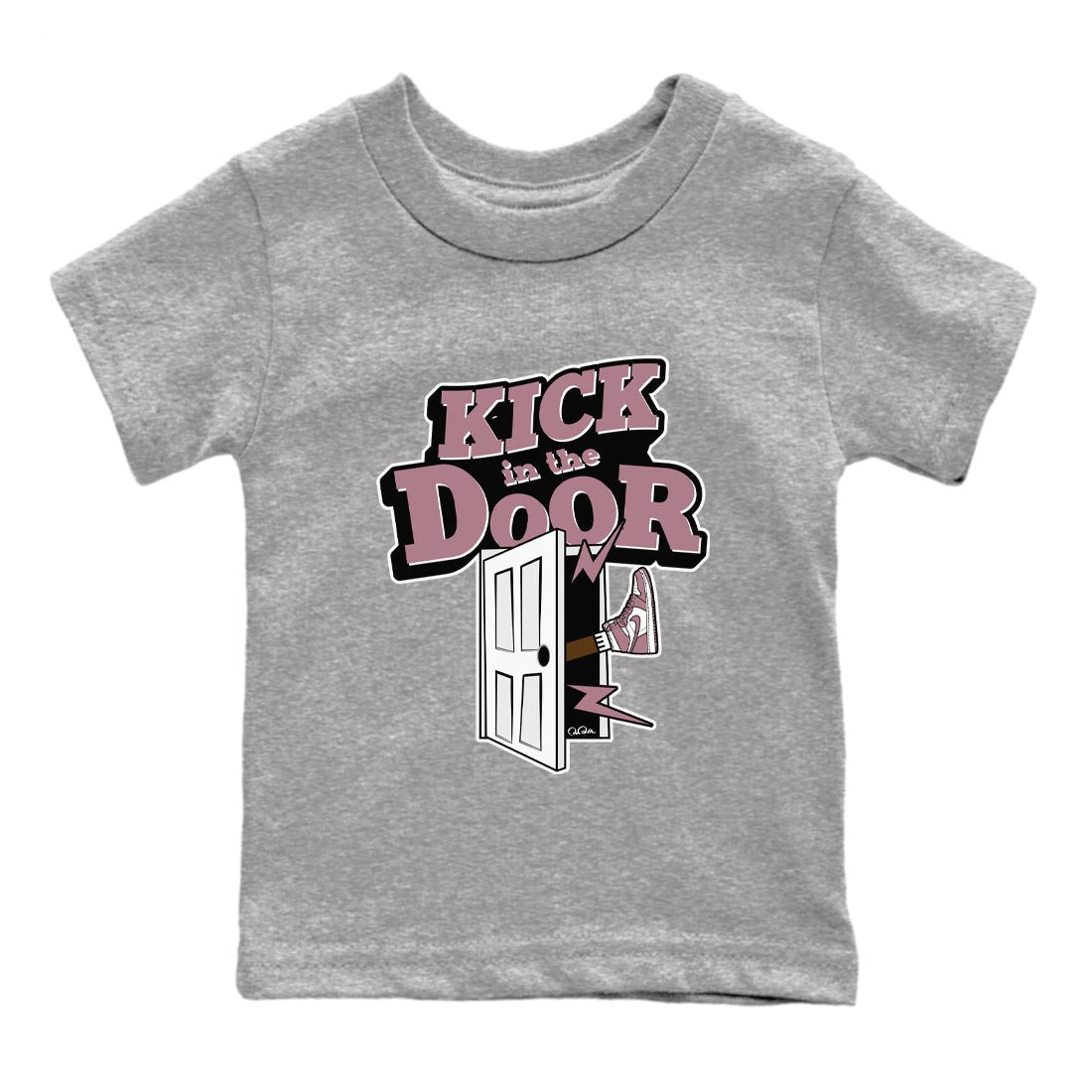 Air Jordan 1 Mauve shirt to match jordans Kick In The Door sneaker tees AJ1Mauve SNRT Sneaker Release Tees Baby Toddler Heather Grey 2 T-Shirt