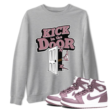 Air Jordan 1 Mauve shirt to match jordans Kick In The Door sneaker tees AJ1Mauve SNRT Sneaker Release Tees Unisex Heather Grey 1 T-Shirt