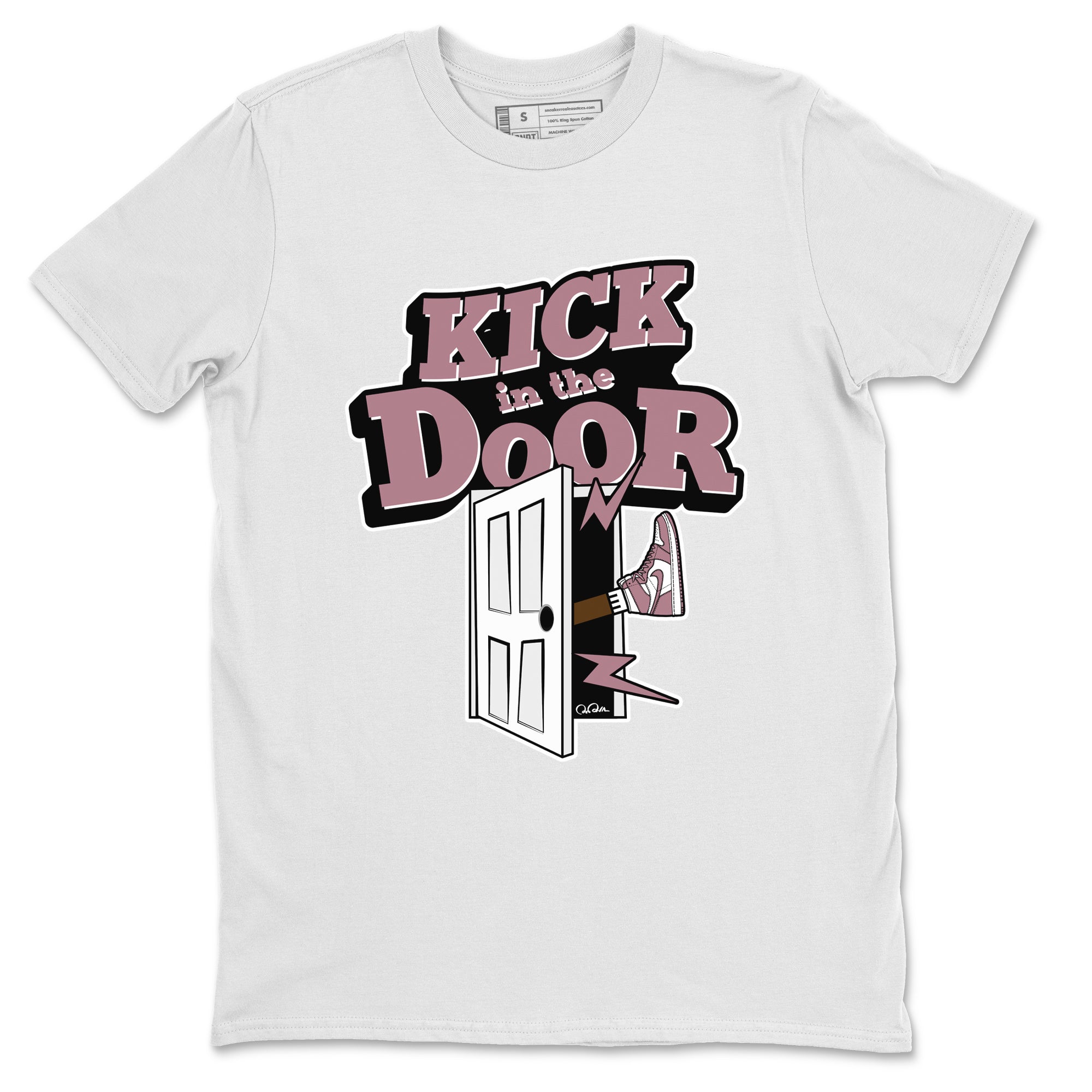 Air Jordan 1 Mauve shirt to match jordans Kick In The Door sneaker tees AJ1Mauve SNRT Sneaker Release Tees Unisex White 2 T-Shirt