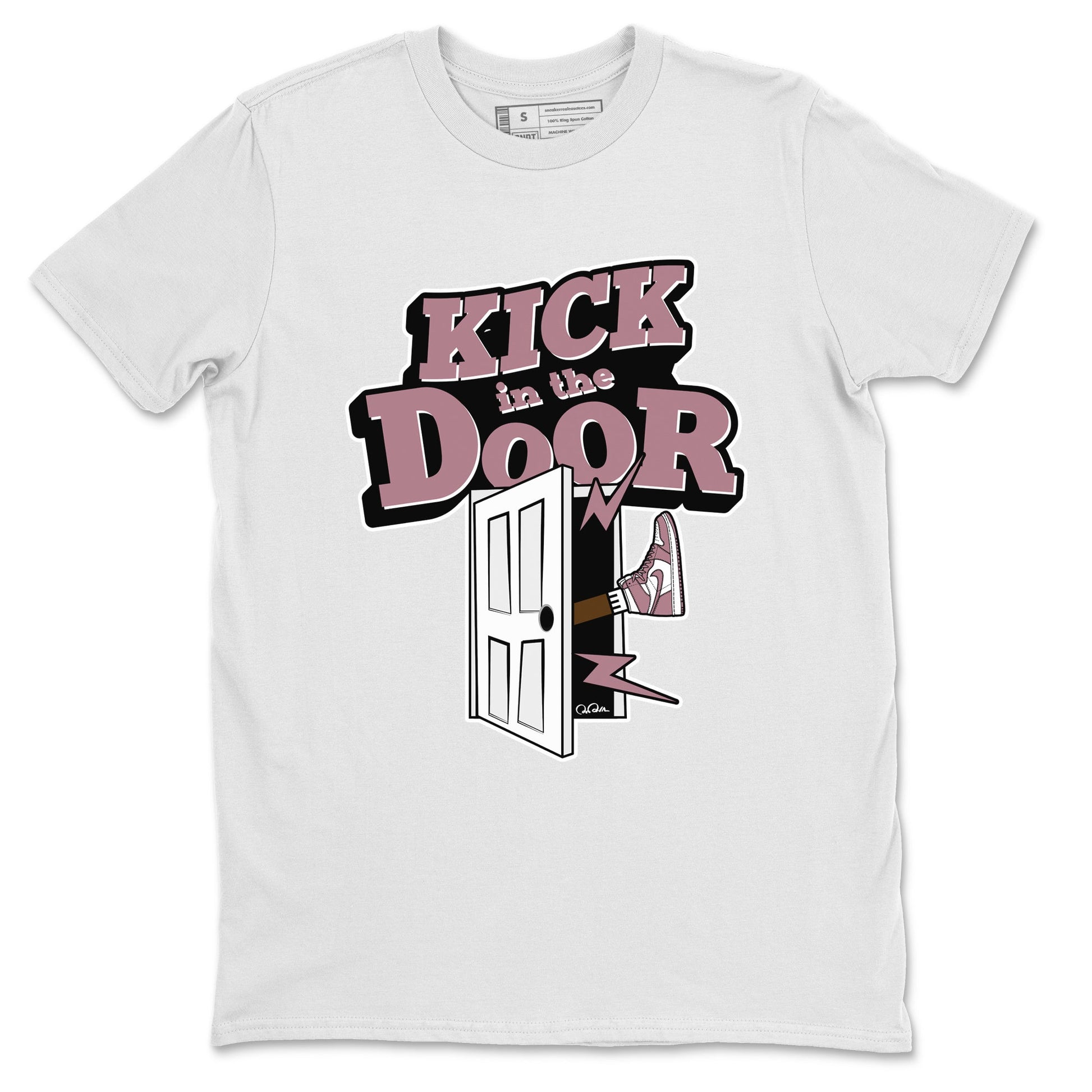 Air Jordan 1 Mauve shirt to match jordans Kick In The Door sneaker tees AJ1Mauve SNRT Sneaker Release Tees Unisex White 2 T-Shirt