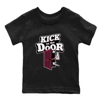 1s Metallic Burgundy shirt to match jordans Kick In The Door sneaker tees AJ1 Metallic Burgundy SNRT Sneaker Release Tees Baby Toddler Black 2 T-Shirt