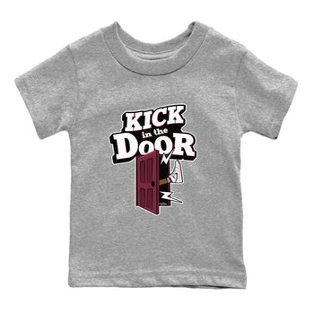 1s Metallic Burgundy shirt to match jordans Kick In The Door sneaker tees AJ1 Metallic Burgundy SNRT Sneaker Release Tees Baby Toddler Heather Grey 2 T-Shirt
