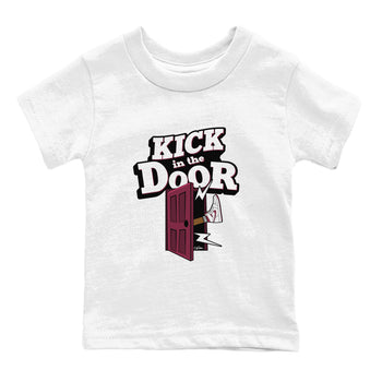 1s Metallic Burgundy shirt to match jordans Kick In The Door sneaker tees AJ1 Metallic Burgundy SNRT Sneaker Release Tees Baby Toddler White 2 T-Shirt