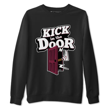 1s Metallic Burgundy shirt to match jordans Kick In The Door sneaker tees AJ1 Metallic Burgundy SNRT Sneaker Release Tees Unisex Black 2 T-Shirt
