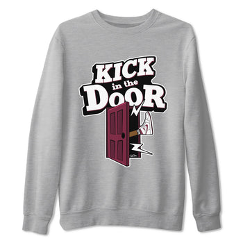 1s Metallic Burgundy shirt to match jordans Kick In The Door sneaker tees AJ1 Metallic Burgundy SNRT Sneaker Release Tees Unisex Heather Grey 2 T-Shirt