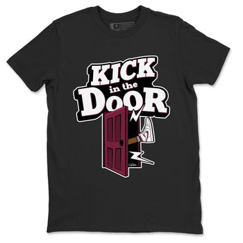 1s Metallic Burgundy shirt to match jordans Kick In The Door sneaker tees AJ1 Metallic Burgundy SNRT Sneaker Release Tees Unisex Black 2 T-Shirt
